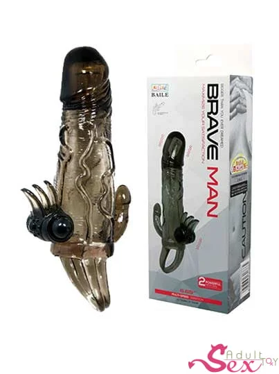 Brave Man vibrating penis sleeve with dual vibrator and cock ring.